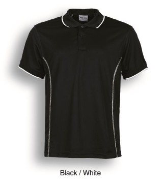 Men's Stitch Feature S/S Polo - Black/White:Black/White
