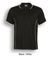 Men's Stitch Feature S/S Polo - Black/White 