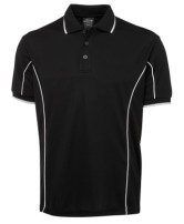 Men's S/S Piping Polo - Black/White 